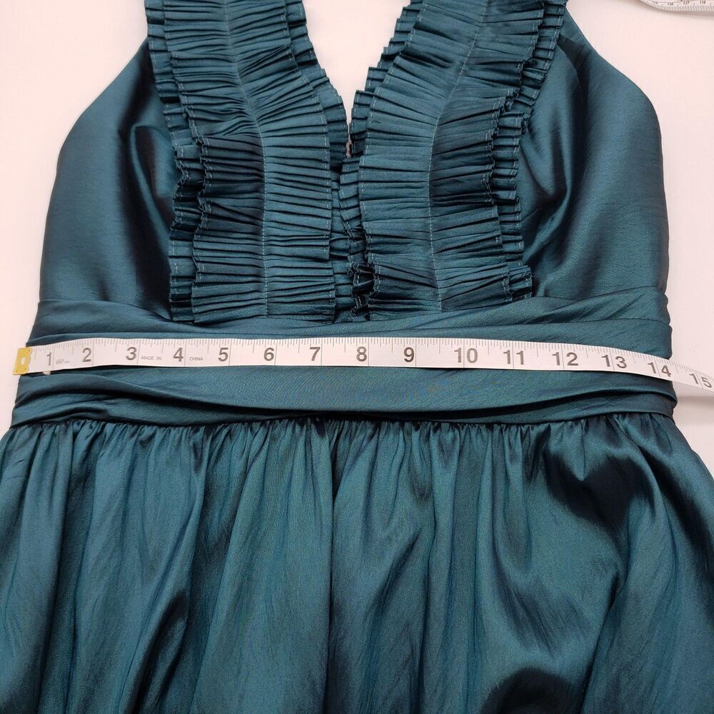 WTOO Dress Womens Size 10 Teal Halter Pleated Ruffle Formal Cocktail Party Gown - Picture 10 of 12